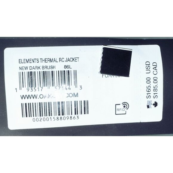 Oakley Mens Dark Green Brush Full Zip Elements RC Thermal Jacket Sz M New - Picture 7 of 10